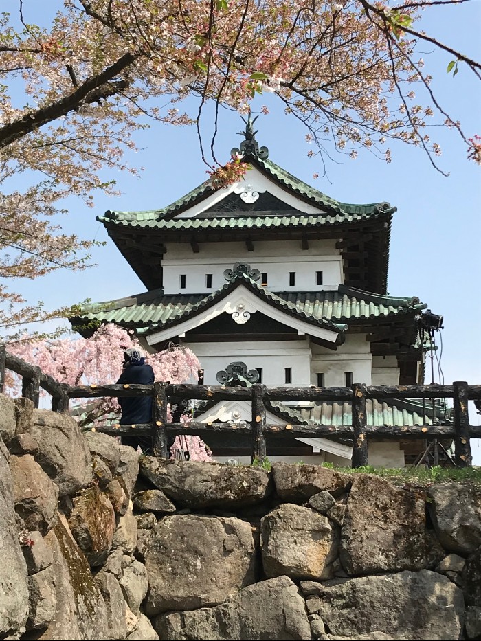 The Hirosaki Castle in broad daylight. Somehow it was tough to get a good picture of it.