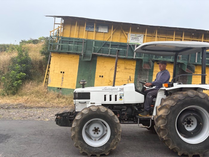 In case you were unaware, as I was, the Lamborghini makes tractors. A coffee transfer facility.