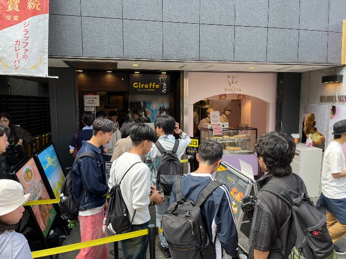 Trendy street shops where people line up for their favorite snacky thing...