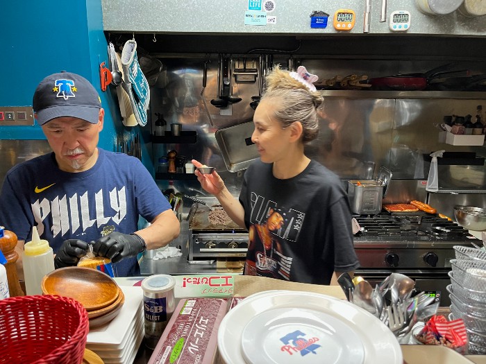 Action shot of the Chujo's, owners of Nihonbashi Philly