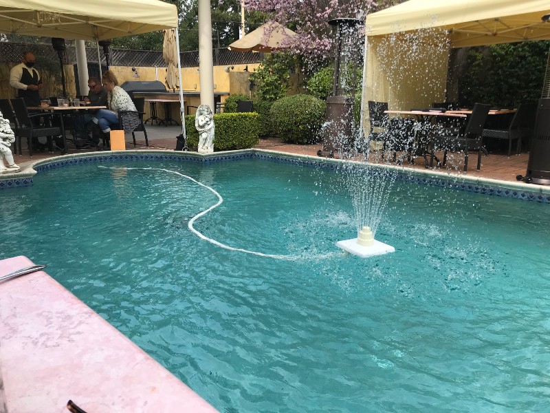 Outdoor patio where we ate due to COVID. Cool day so not so comfortable.