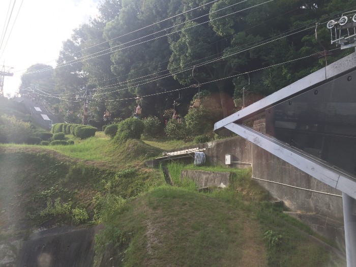 The ropeway up the hill - hold on!