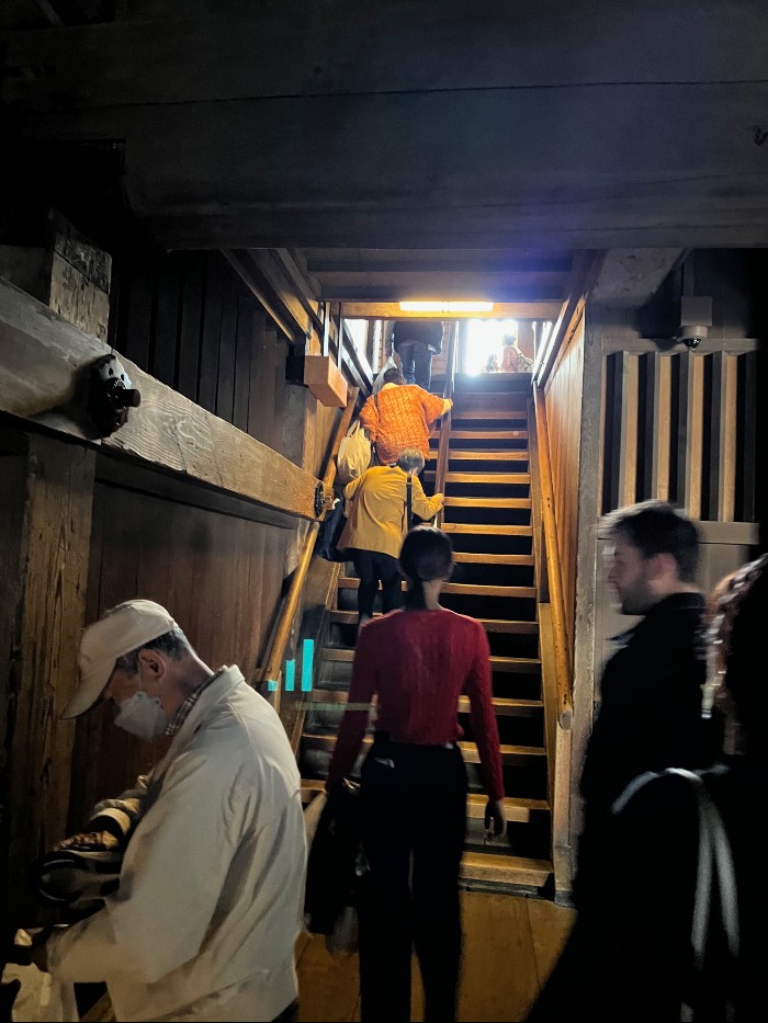 Up one of the flights of stairs