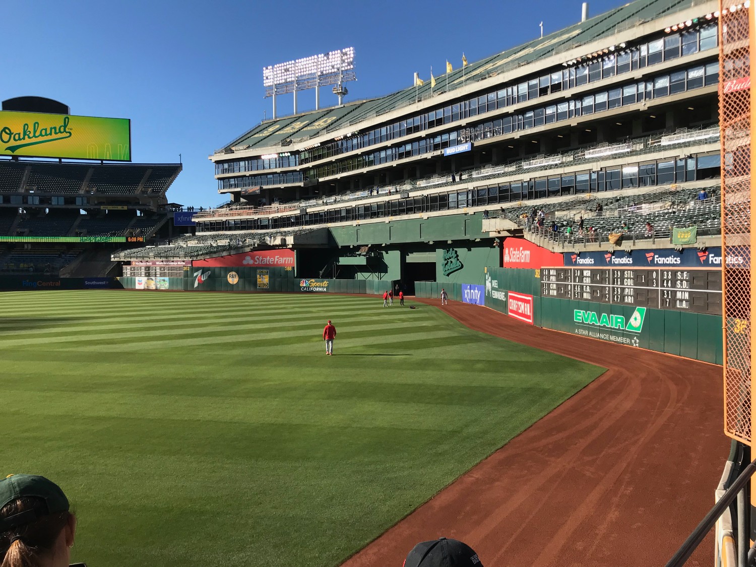 Getting loose in the outfield prior to the game